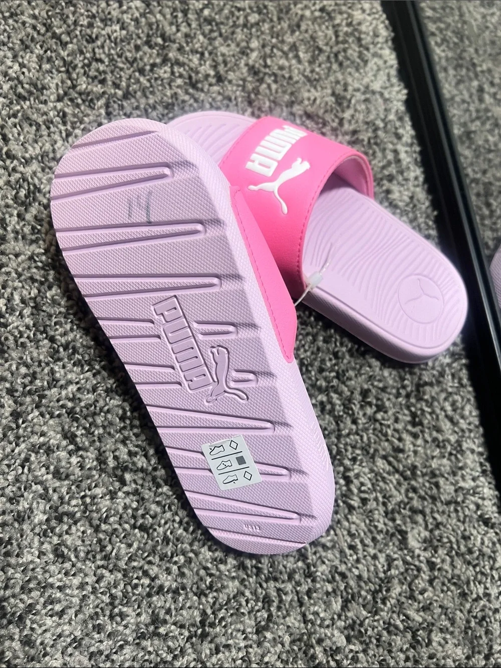Puma Kids Pink and Light Pink Slide Sandals